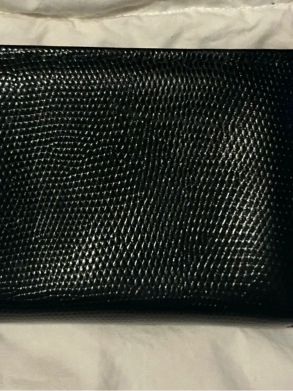 Salvatore Ferragamo Black Textured Leather Card Holder with Gold Vara Plaque